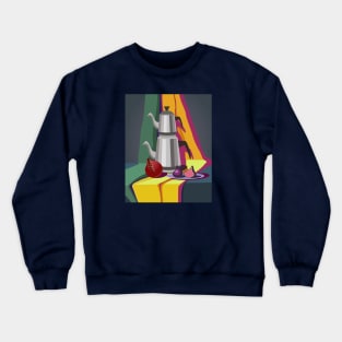 Colored still life with Turkish teapot and fruits Crewneck Sweatshirt
